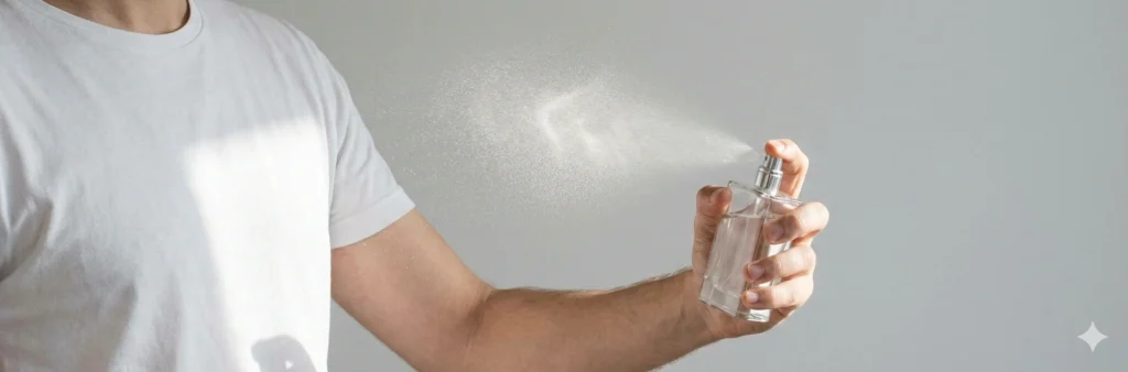 The current image has no alternative text. The file name is: men-spraying-perfume.webp